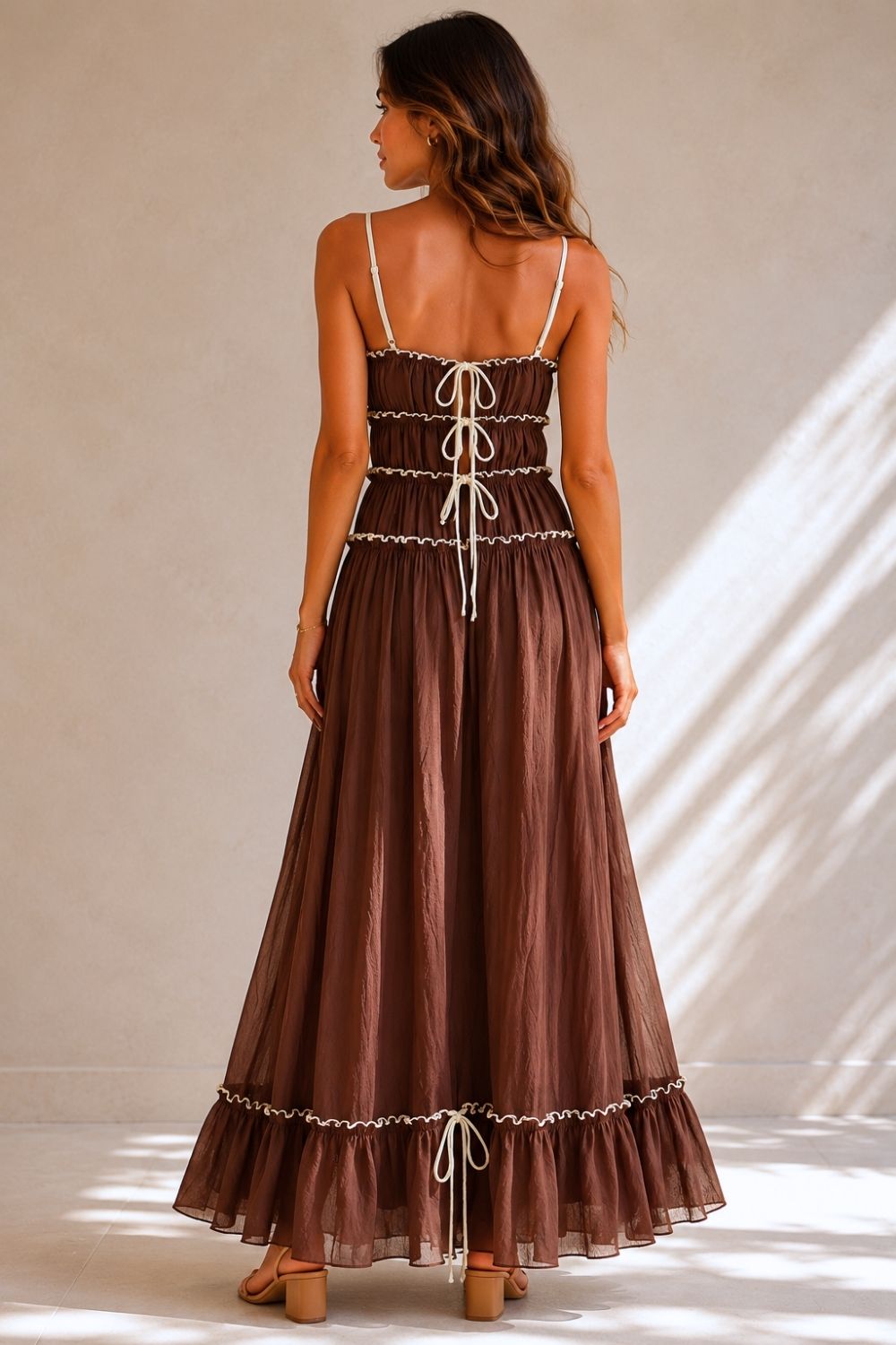 Allegra Bohemian Maxi Dress in Chocolate
