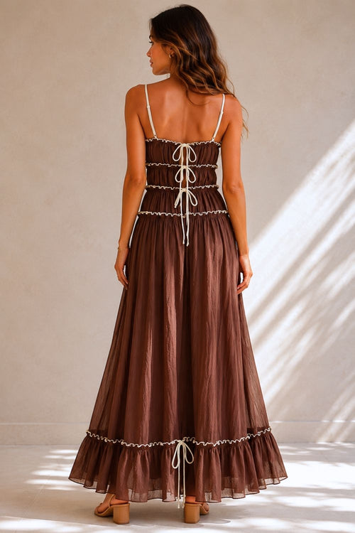 Allegra Bohemian Maxi Dress in Chocolate