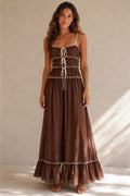 Allegra Bohemian Maxi Dress in Chocolate