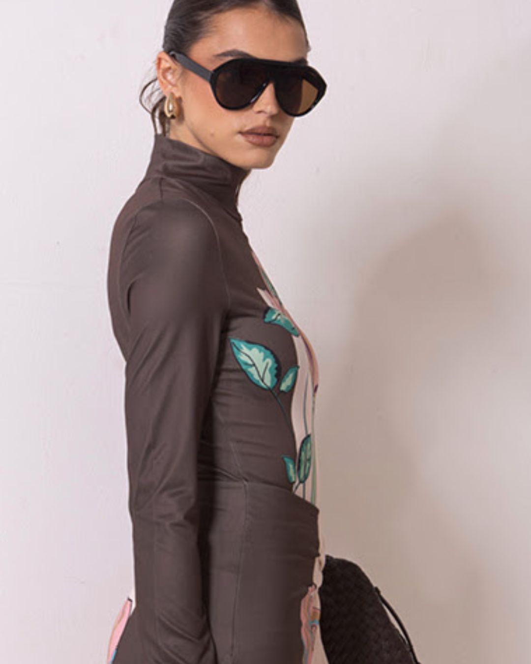 Adeline Sleek Chocolate Peony Print Mini