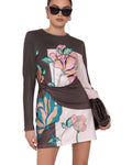 Adeline Sleek Chocolate Peony Print Mini