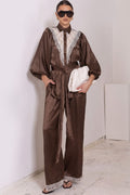 Paris Lace Insert Shirt Chocolate