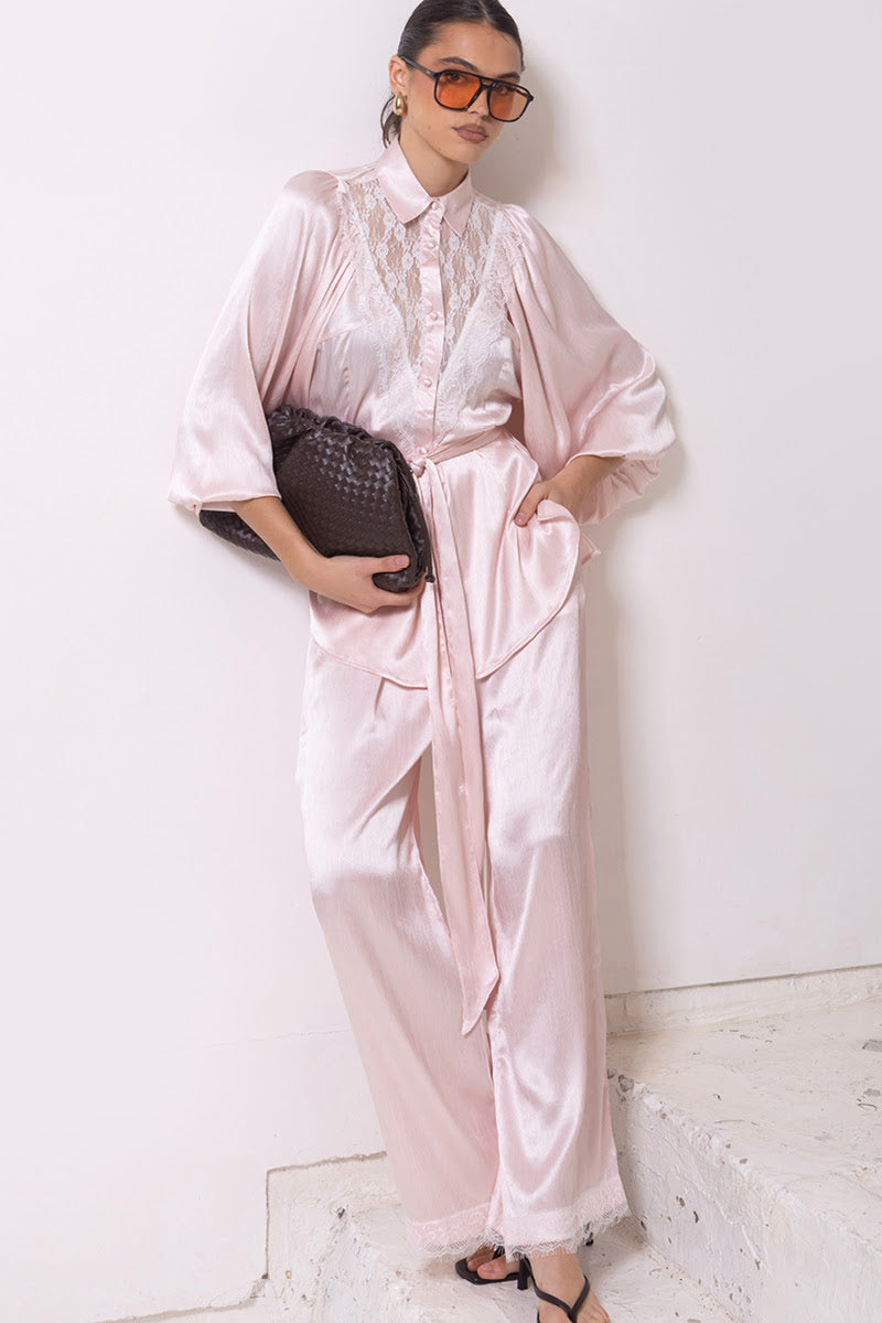 Paris Lace Insert Satin Pant